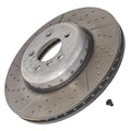 BMW GROOVED/DIMPLED 2 PIECE FRONT BRAKE DISCS (PAIR) - F3X - 370MM - MSPORT BRAKES (BLUE CALIPERS)