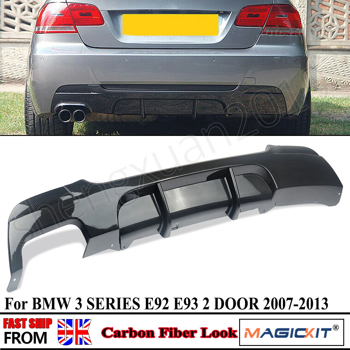 Yahua Carbon Rear Diffuser For BMW M3 E92 2007-2013 | Ohlins | E-mark Certified