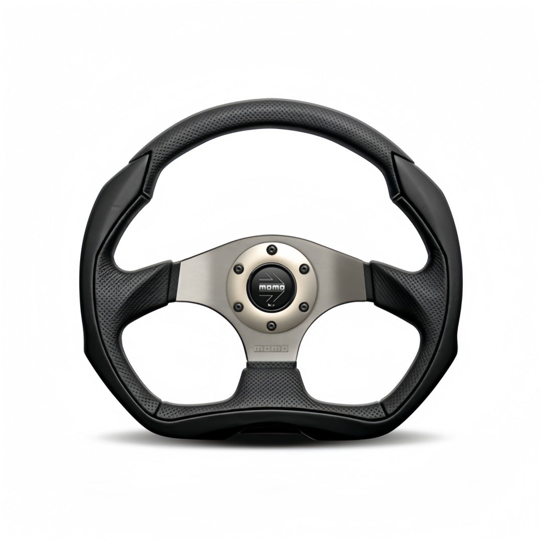 Momo Street EAGLE - Black Leather - Anthracite Centre Steering Wheel